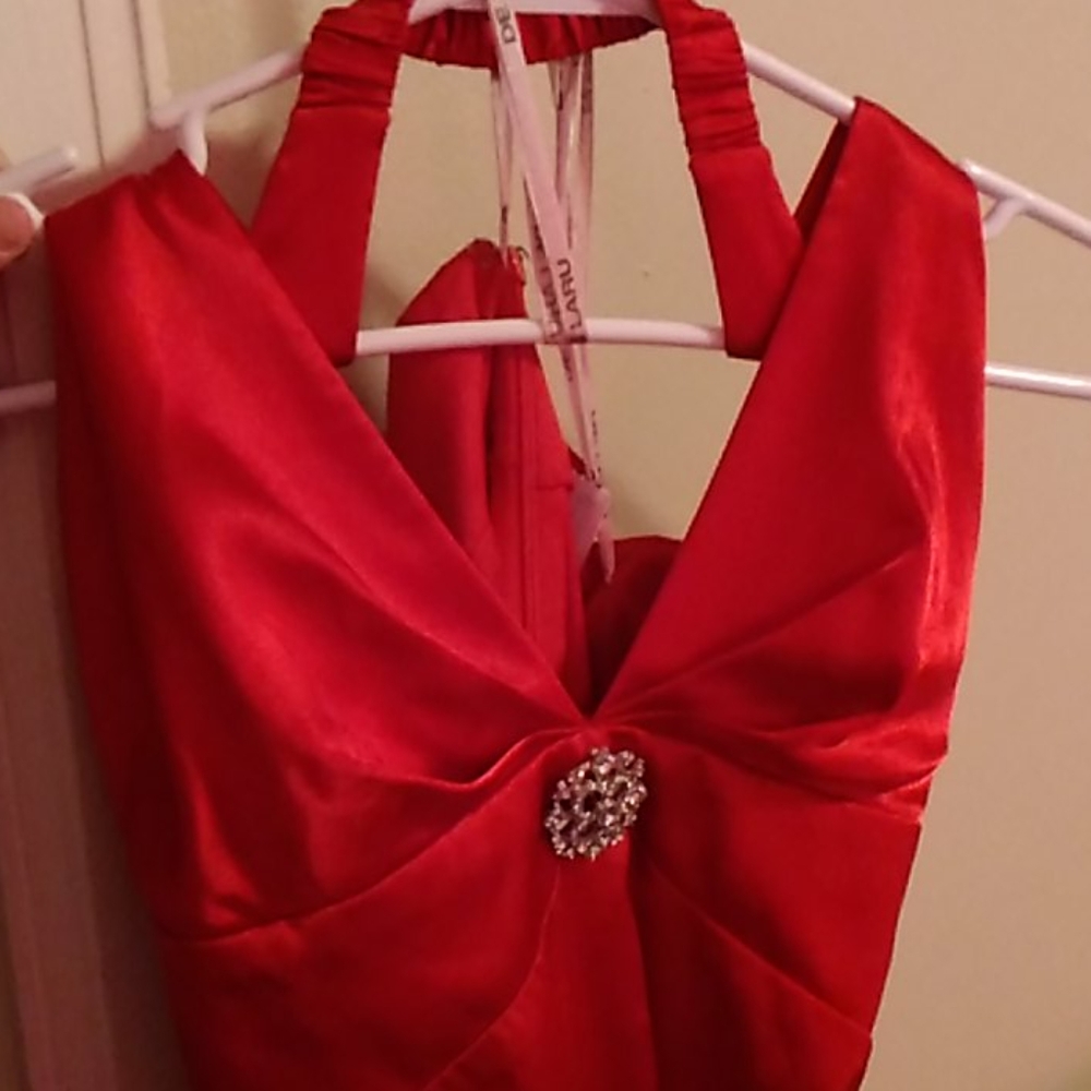 Long red party dress